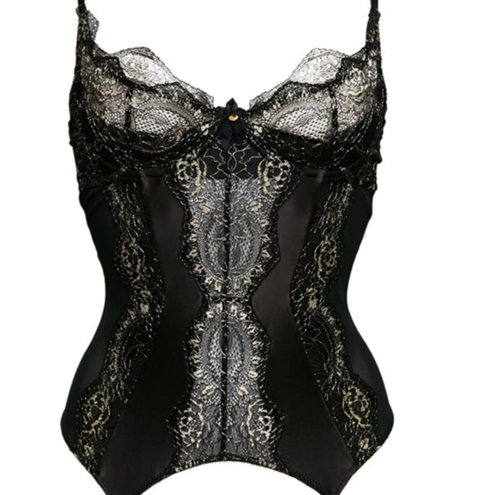 Unworn Black/Gold 32FF Bodysuit With Thong - Picture 3 of 8